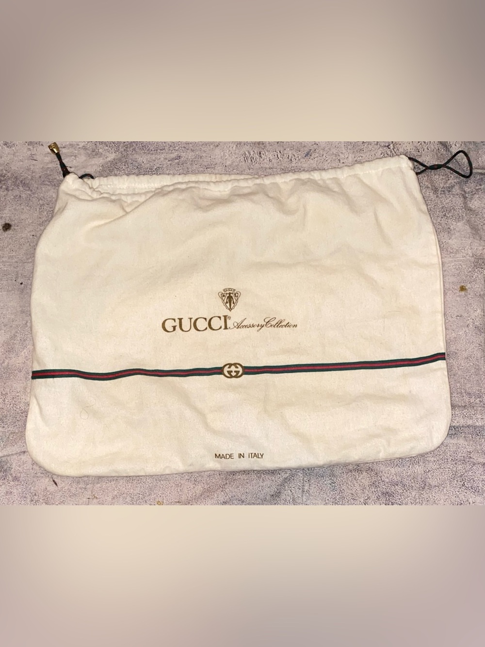 Gucci Accessory Collection Shoe Bag Dust Bag Made In Italy Logo Brass Vintage